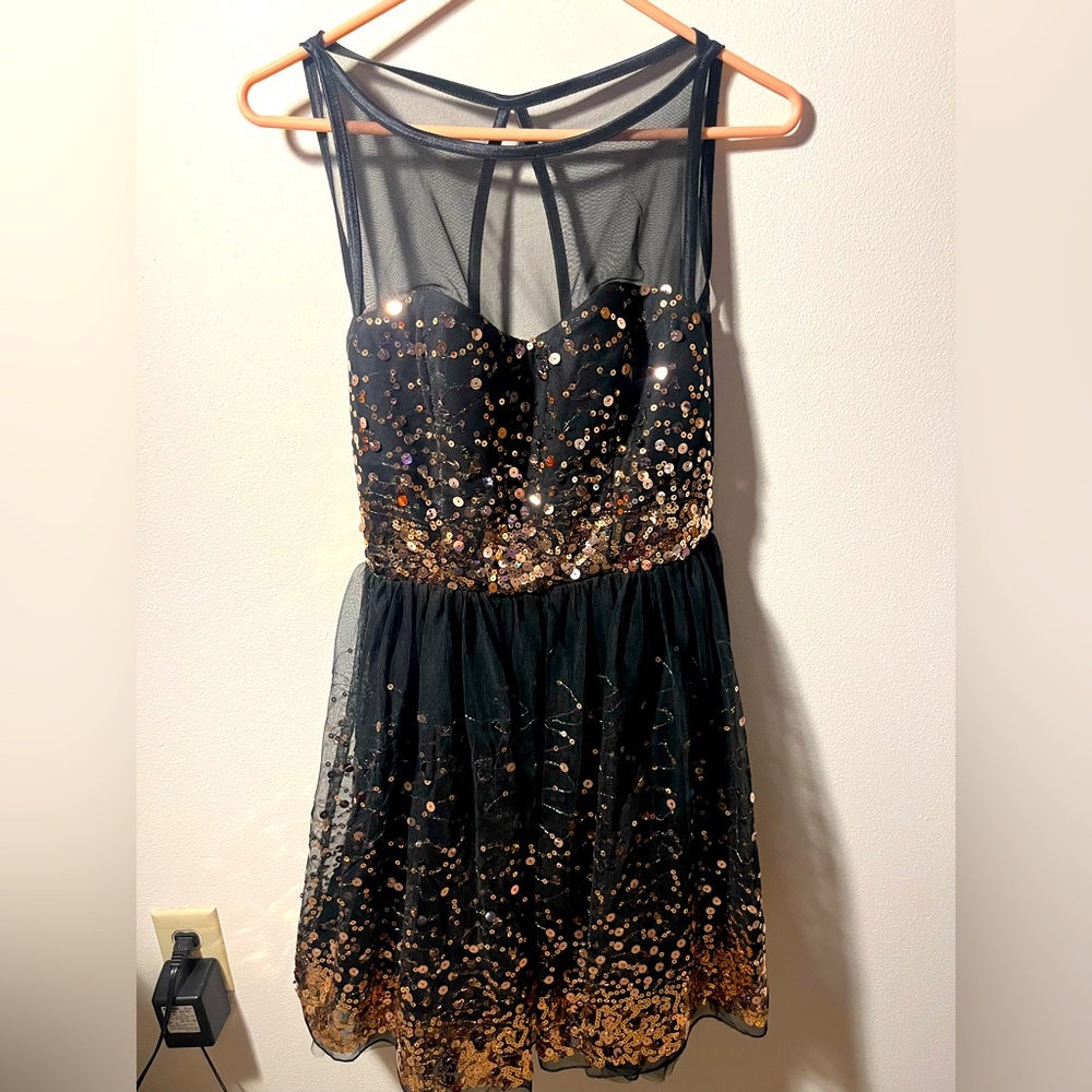 Homecoming dress - black with gold sequins